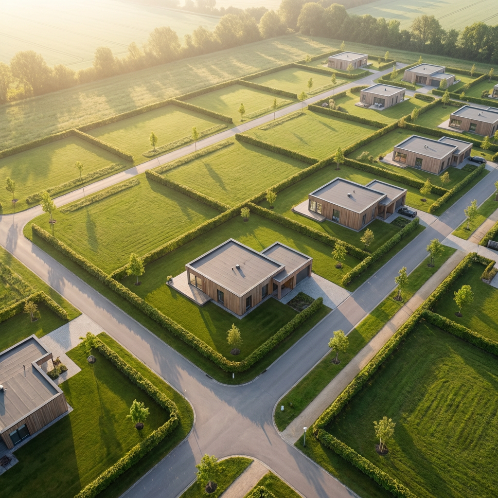 Moderne Wohnanlage mit parzellierten Grundstücken